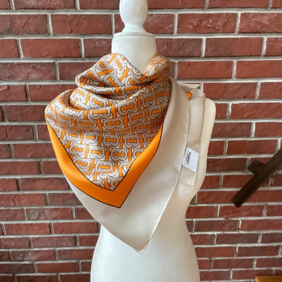 Burberry Monogram Silk Print Square Scarf 35”x35” - Picture 5 of 16